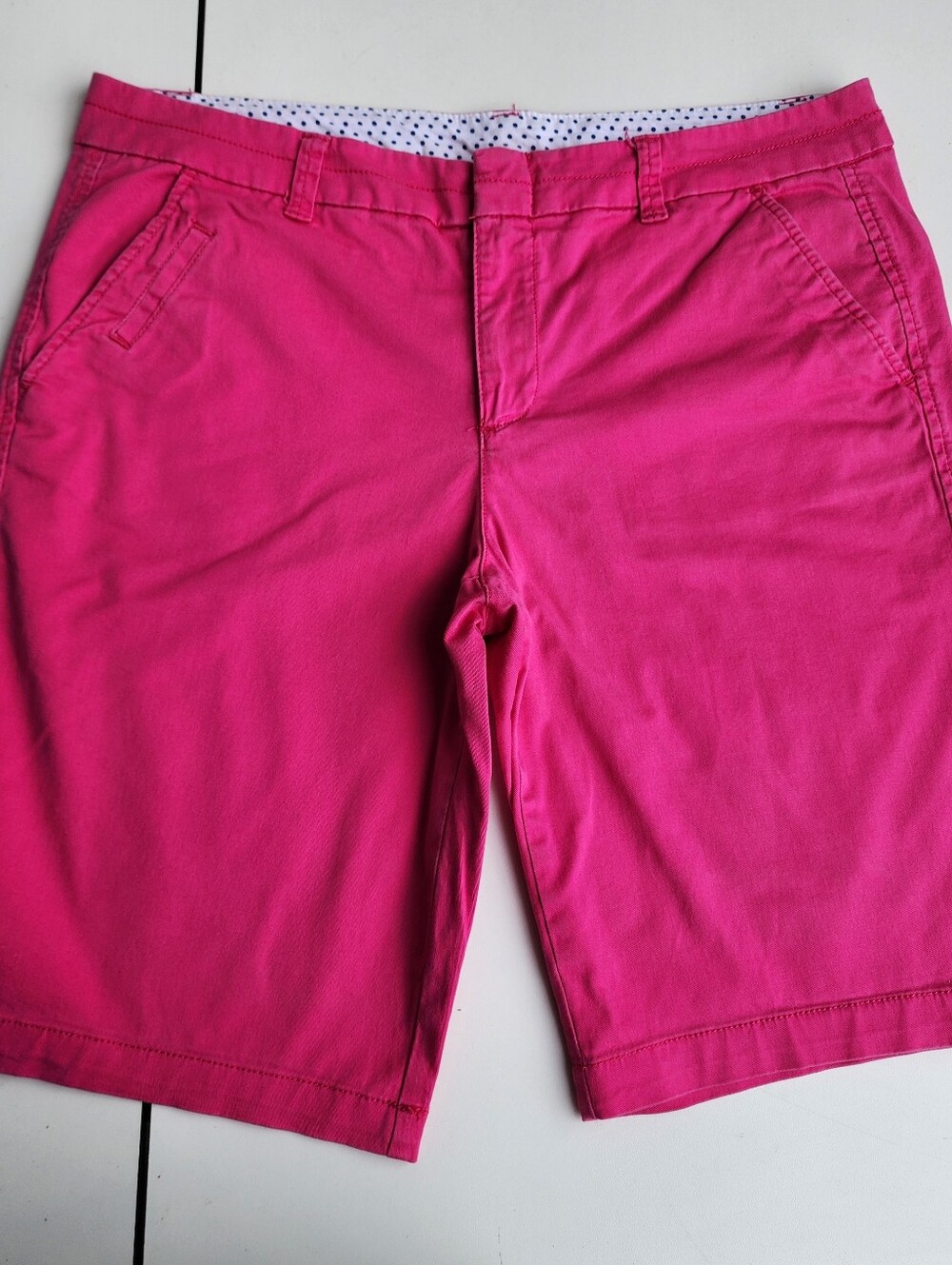 JCP Womens City Hot Pink Chino Khaki Shorts Stretch Bermuda Cotton Sz 10